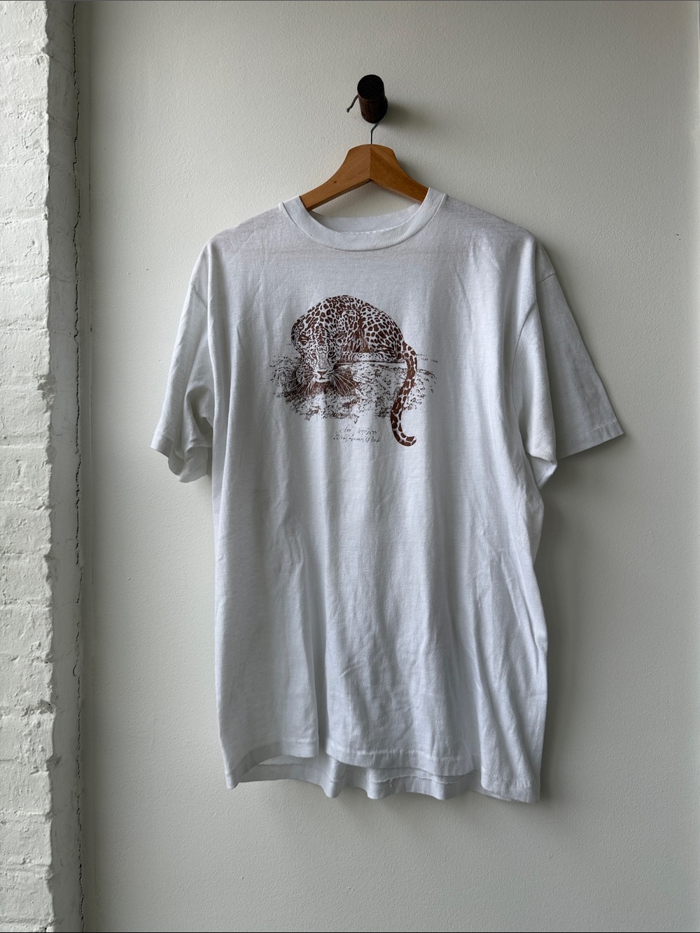 White Graphic T-Shirt with Leopard Print